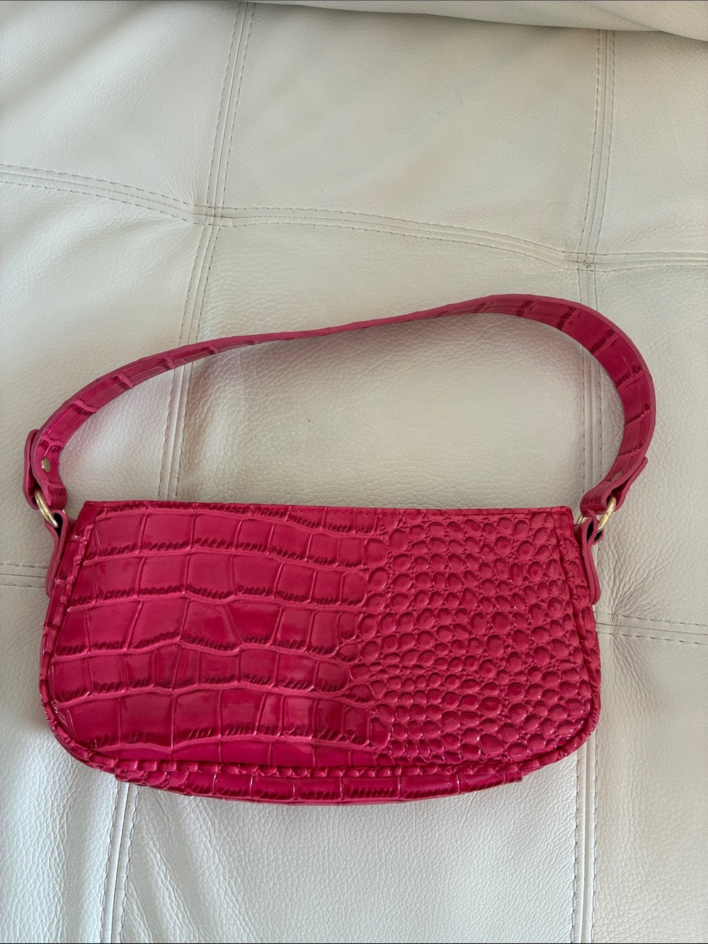 Faux-Croc Pink Shoulder Bag